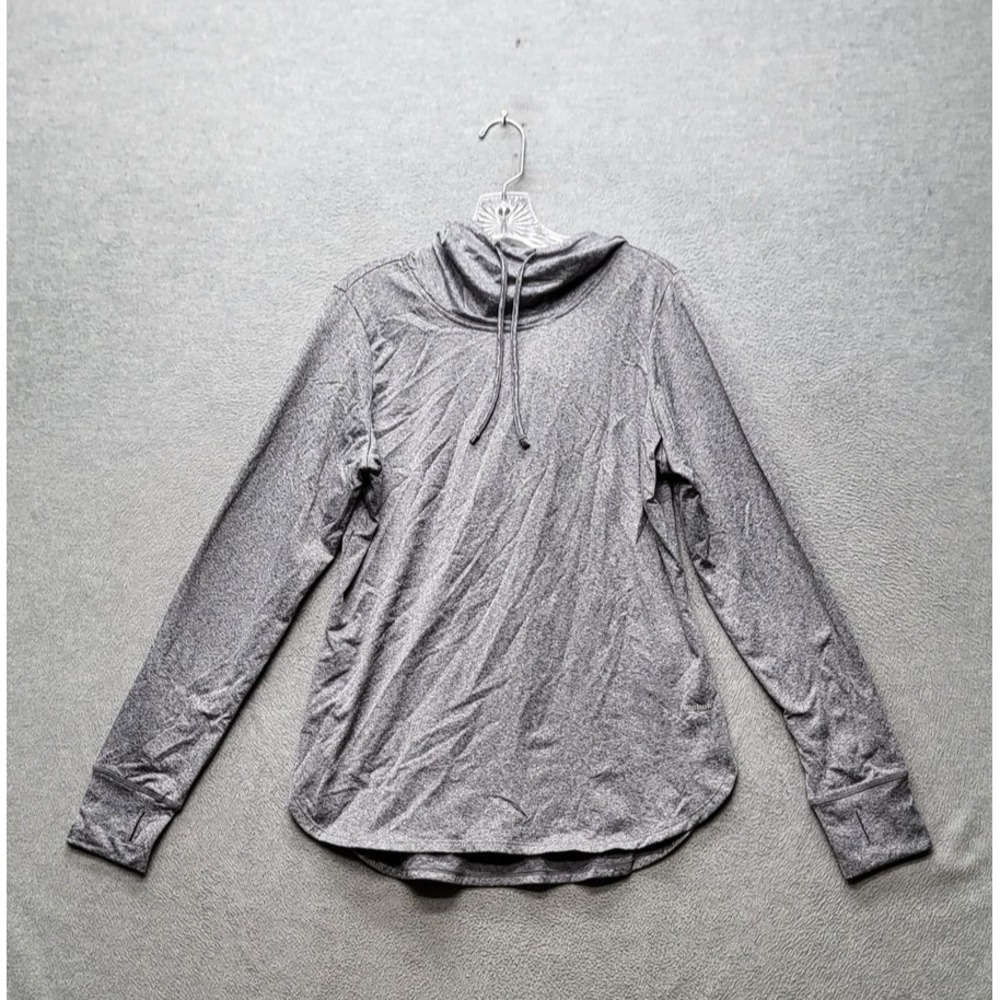 Reebok Women Hoodie L Gray Activewear Long Sleeve